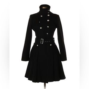Bebe Belted Fit & Flare Military Style Coat